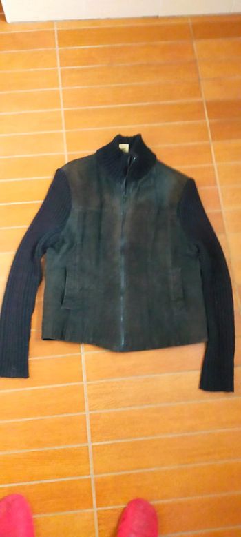 blouson femme en croute de porc et manche en laine Marque LR