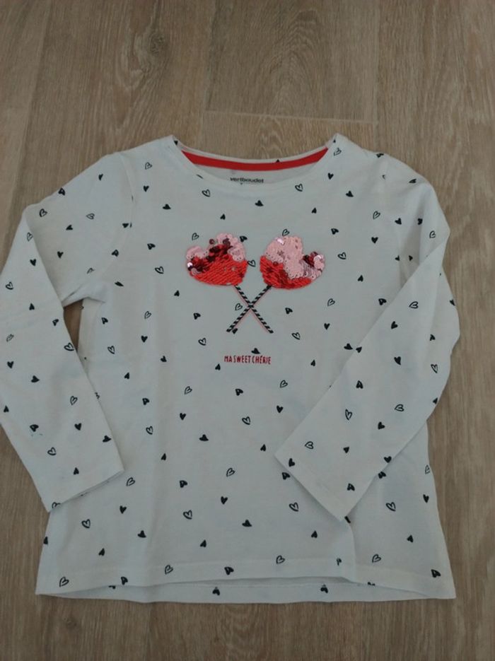 Tee-shirt cœurs à sequins réversibles Vertbaudet