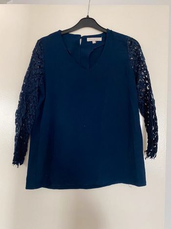 Blouse dentelle bleu