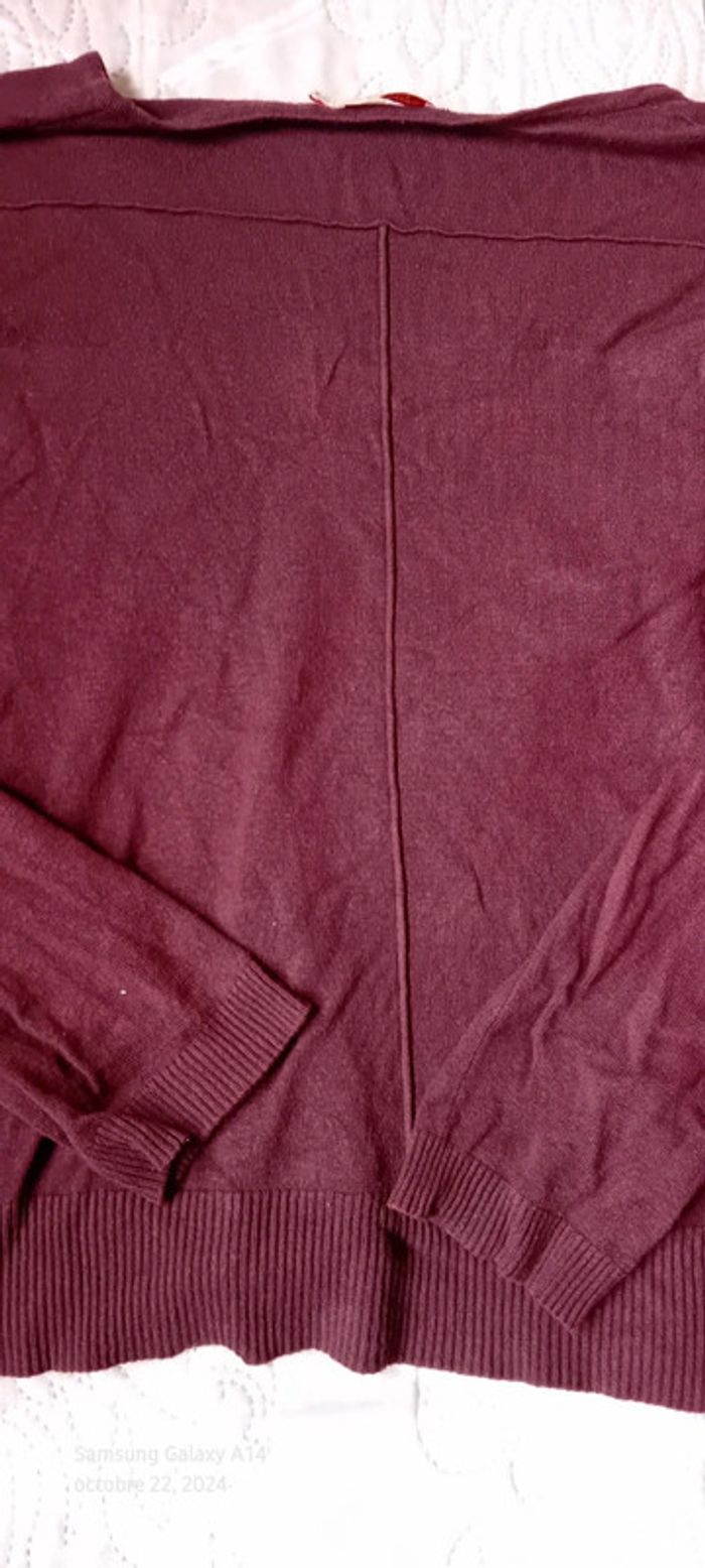 Pull court col V avec poches bordeaux femme taille 38/40 DDP - photo numéro 15