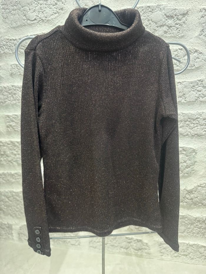 Tee shirt fille col roulé manches longues pailleté orchestra 8 ans