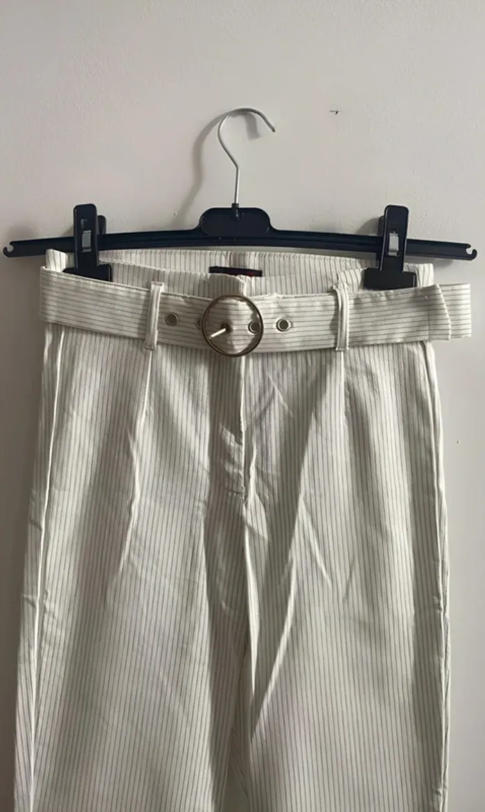 Pantalon slim à rayures - taille haute