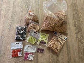 Lot de pinces en bois, mini pinces et demi pinces