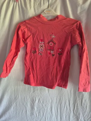 T-shirt longue manche cœur oiseau