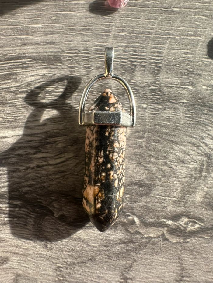 Pendentif pendule en Rhodonite véritable - Pierre naturelle - photo numéro 3