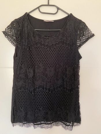 Top noir avec dentelle - Camaïeu