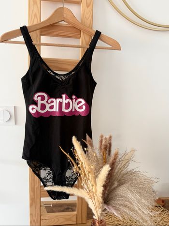 Body noir bi matière inscription Barbie undiz taille S