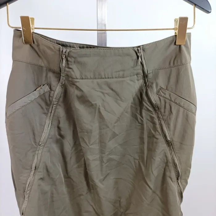 Jupe kaki longue ajustée taille 40 poches côtés style casual chic A1401 - photo numéro 3