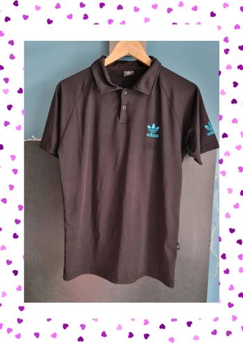 Polo noir logo bleu