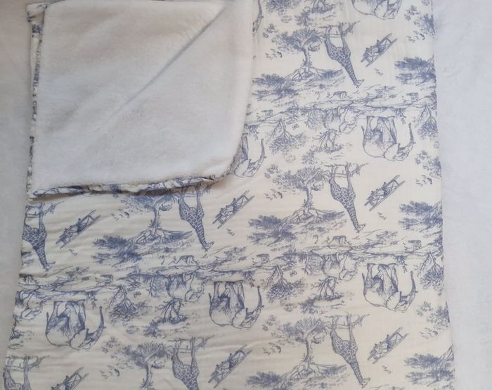 Couverture bebe safari 90x90 bleu