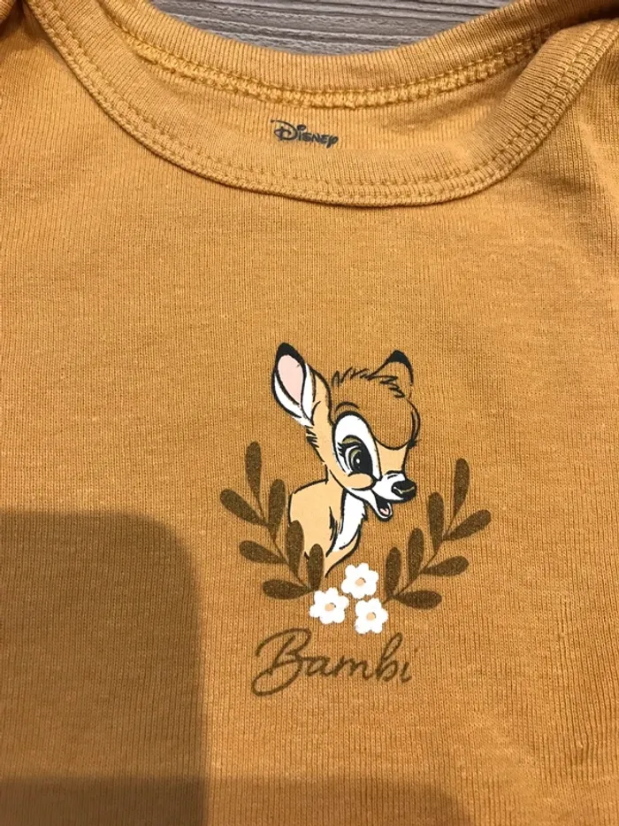2 bodies manches longues 9 mois Bambi Disney - photo numéro 7