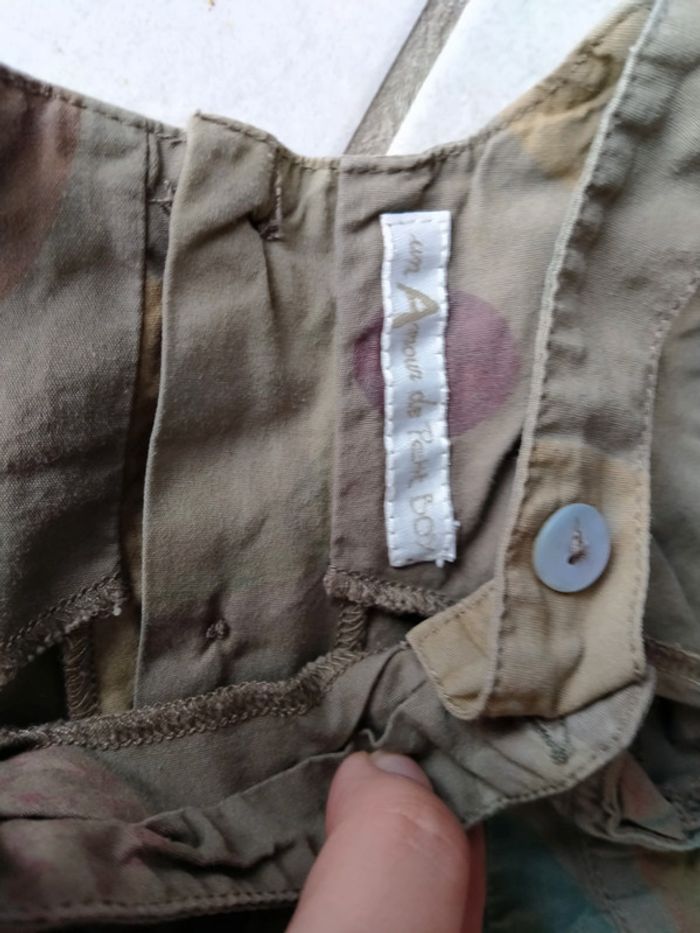 Salopette combi short Kaki. Un amour de petit boy. Bébé 12 mois - photo numéro 7