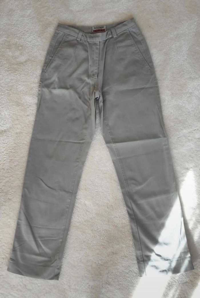 Pantalon chino femme Dockers W26 L30 gris clair coton - photo numéro 3