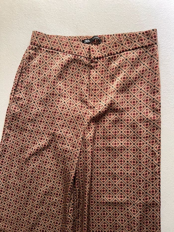 Pantalon taille haute fluide imprimé Zara M - photo numéro 4