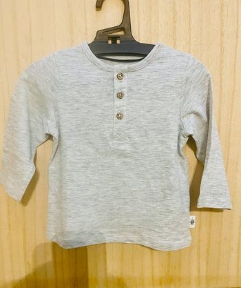 T-shirt manches longues uni gris - 9 mois