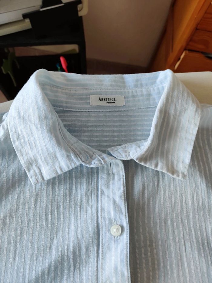 Chemise vintage rayée bleue - photo numéro 3