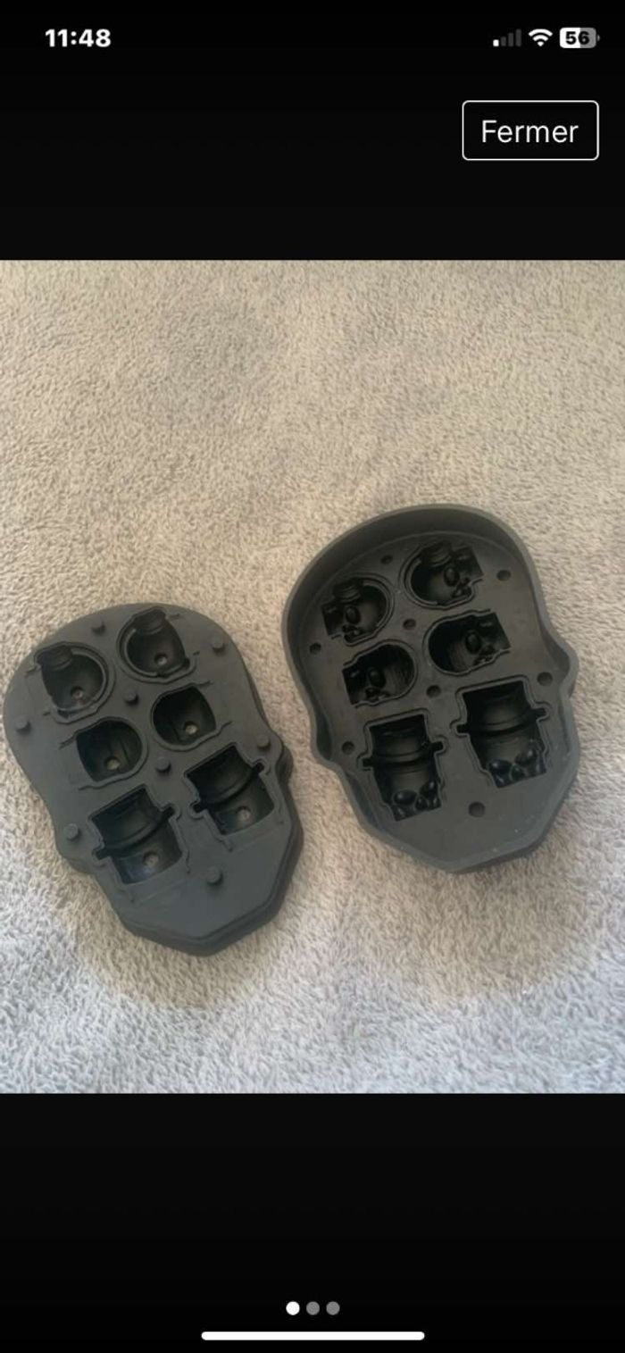 Bac à glaçons 3D en silicone. Têtes de mort