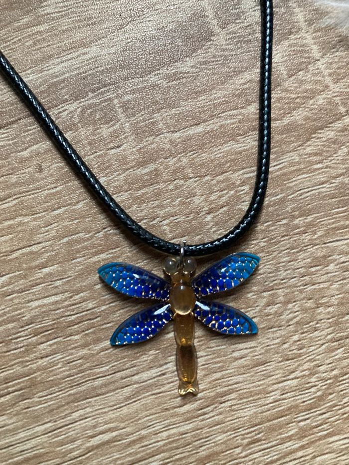 collier libellule bleue - photo numéro 2