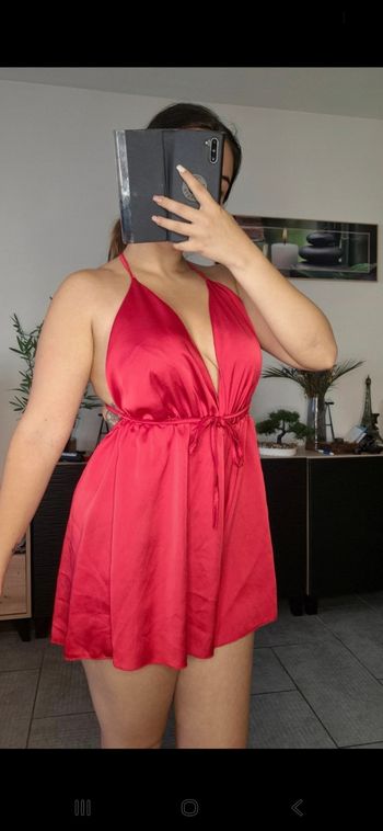 Combishort satinée rouge