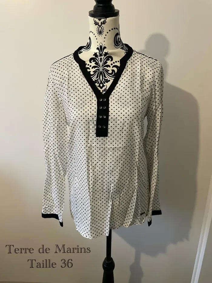 Blouse Terre de Marins - Neuf - Motif géométrique - Taille 36