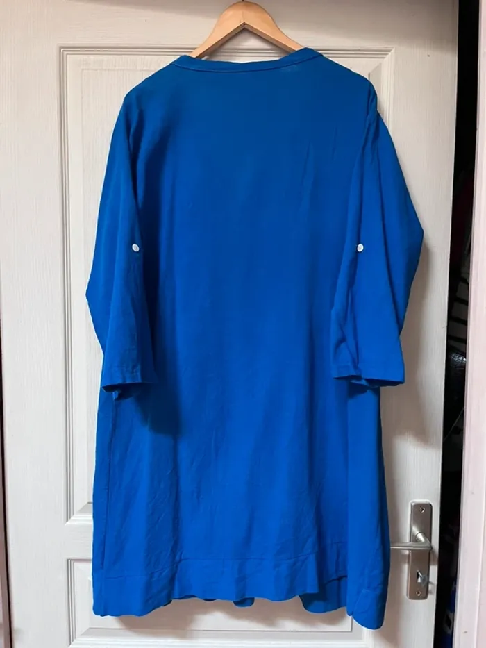 Joli Robe Bleue en lin & coton - Taille 42 - photo numéro 3