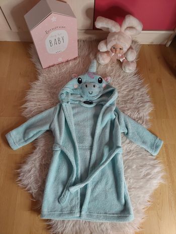 Peignoir capuche licorne fille doux chaud hiver 24/36 mois In Extenso TBE 🦄