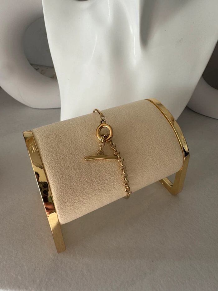 Bracelet jonc en acier inoxydable doré résiste à l’eau - photo numéro 1