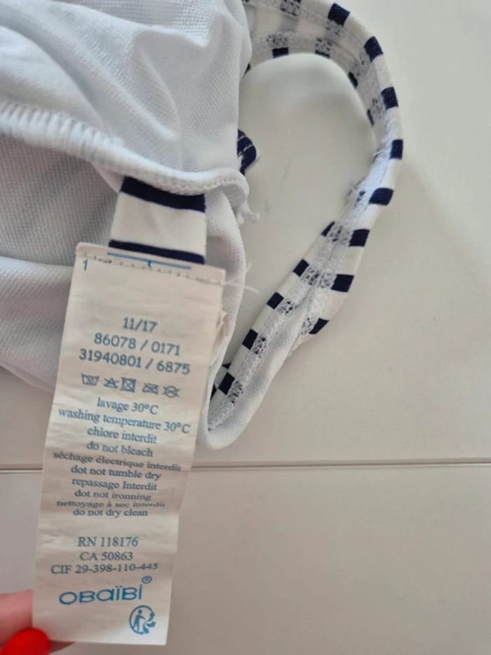 Maillot de bain obaibi 1 pièce 9 12 mois 74cm mariniere marin - photo numéro 7