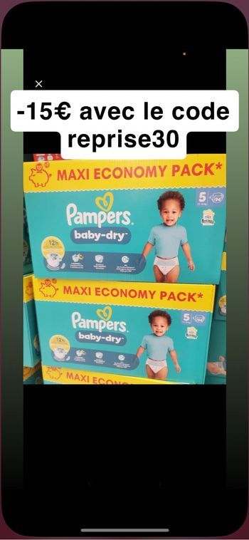 Deux paquets de couches Pampers taille 5
