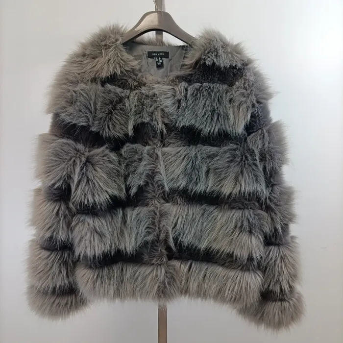 Veste fourrure, 40 M/L Manteau court fourrure synthétique - gris - Soirée