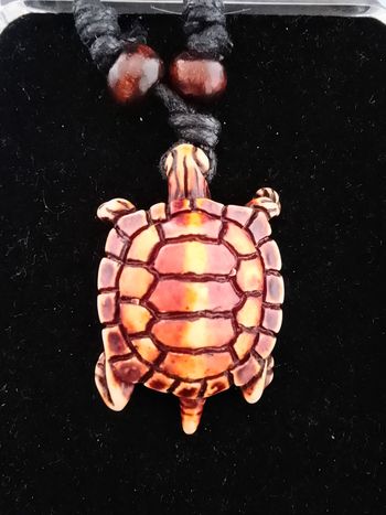 Collier corde réglable, pendentif tortue