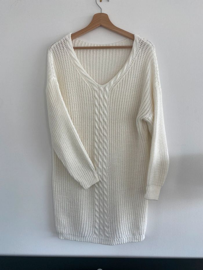 Pull blanc long - photo numéro 3