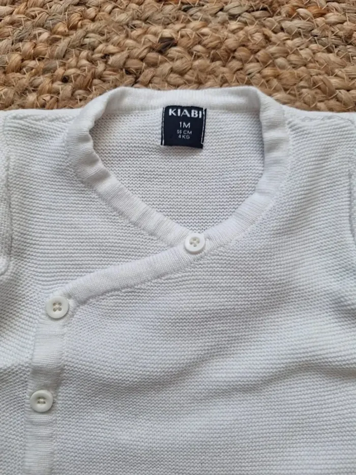 Pull en maille blanc Kiabi 1 mois 56 cm 4 kg - photo numéro 3