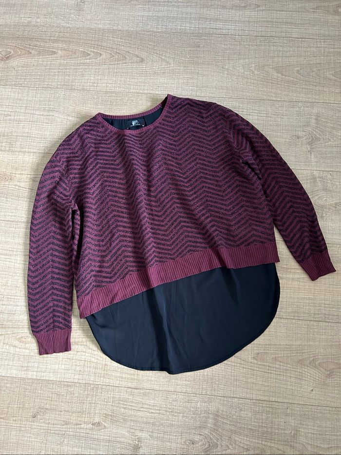 Pull bordeaux et noir pailleté Le Temps des Cerises taille M jamais porté - photo numéro 7