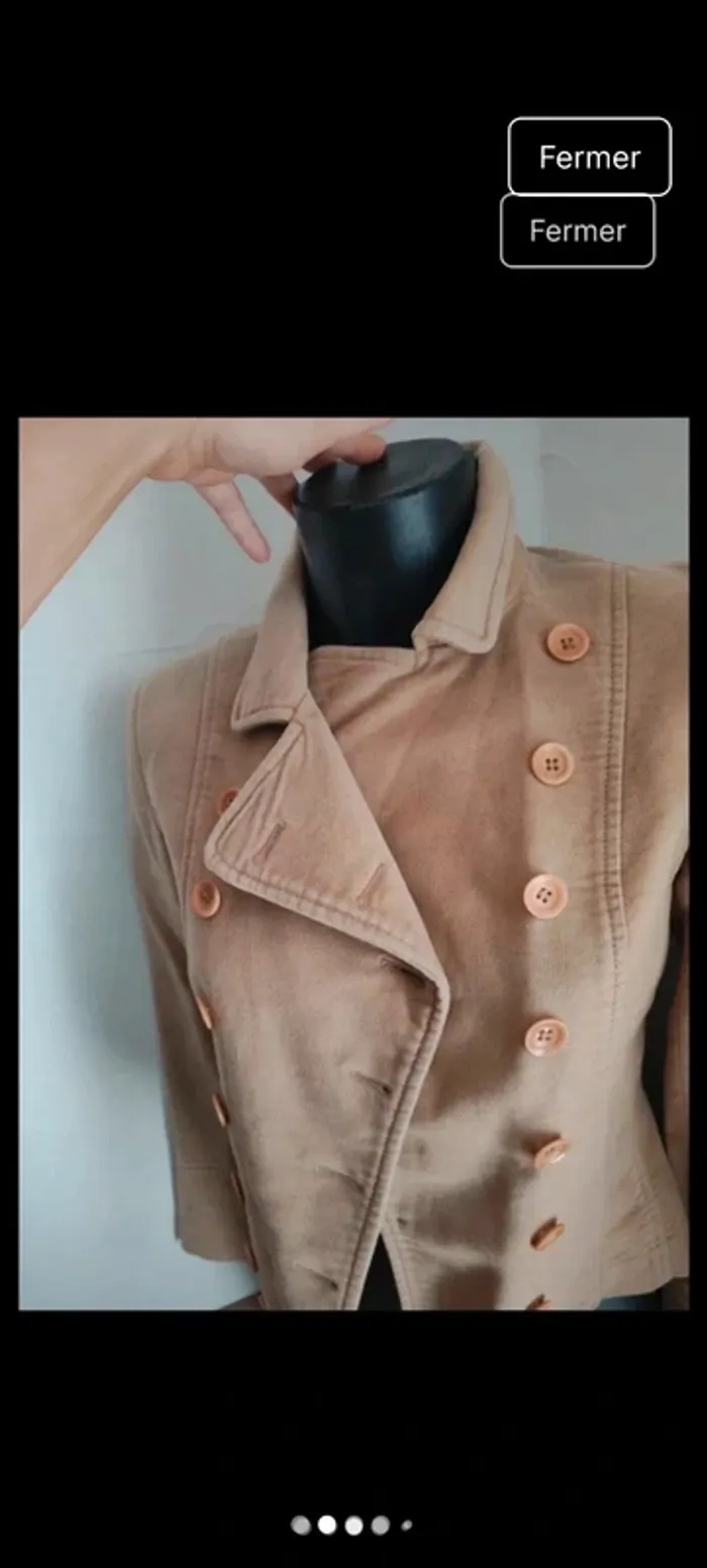 Veste 100coton beige taille s - photo numéro 2