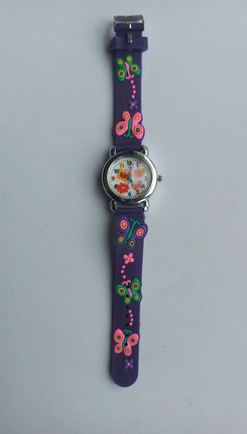 Montre enfant fille papillon violette