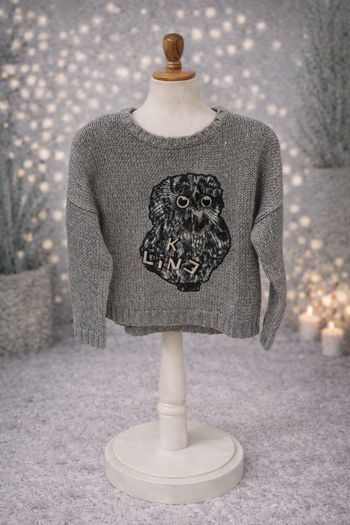Pull gris hibou K by Kookaï 10 ans – Maille douce & tendance