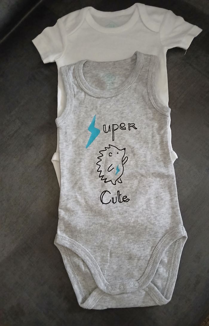 lot 2 bodies garcon tex baby 67 cm 6 mois