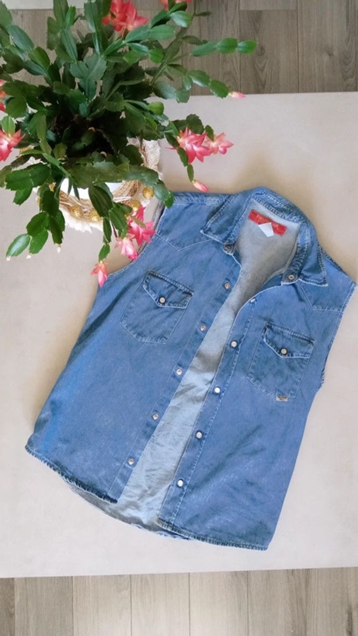 Chemise jean sans manches/jacket jean