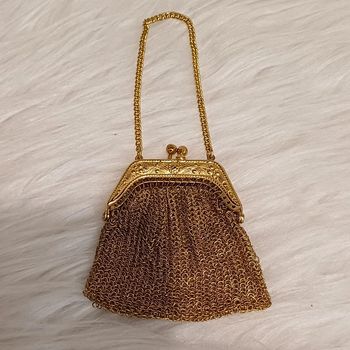 Bourse vintage en maille de métal doré