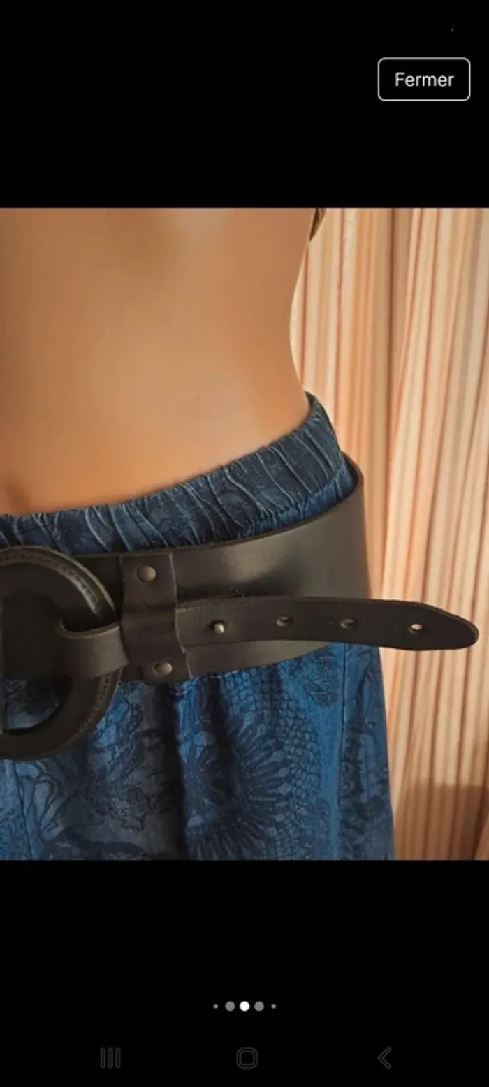Ceinture Terre Bleue noir en cuir taille 42 80cm - photo numéro 4