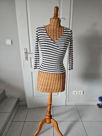 T-shirt ml femme rayé xs vint