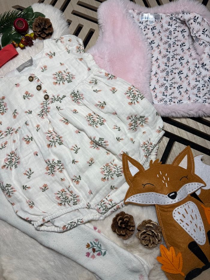 Ensemble barboteuse 3 pièces fille • 9 mois - photo numéro 3