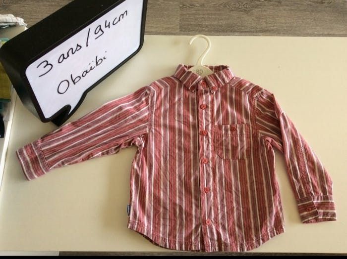 Chemise Obaïbi rose,blanc et gris