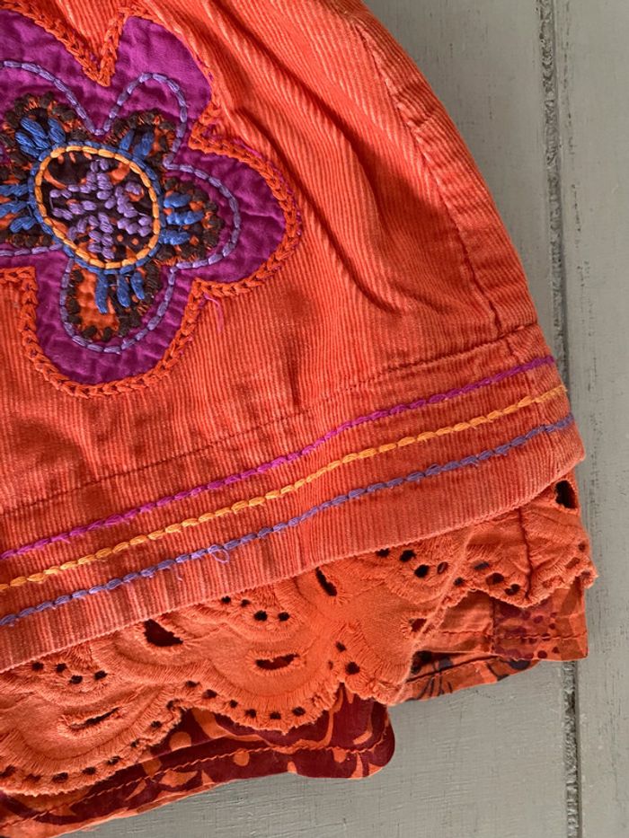 Jupe Catimini orange avec fleurs brodées 6 ans en velours côtelé - photo numéro 6