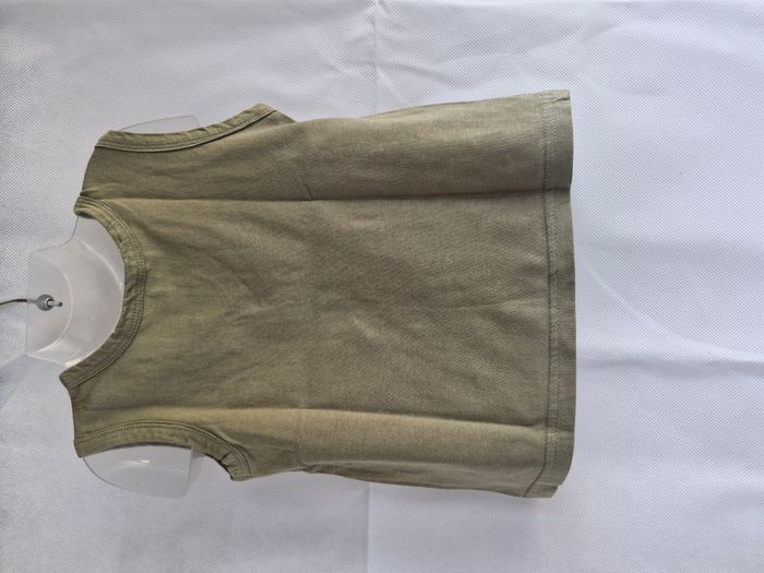 Débardeur 18 mois Sans Marque Kaki Lézard blanc imprimé avec décor feuillage vert et bleu - photo numéro 4