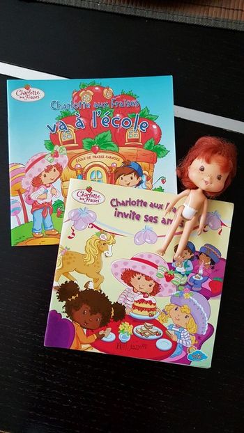 Lot 2 livres et petite poupée Charlotte aux fraises