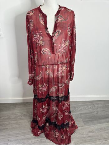 Robe longue paisley bordeaux dorée Bodyflirt T50 5XL