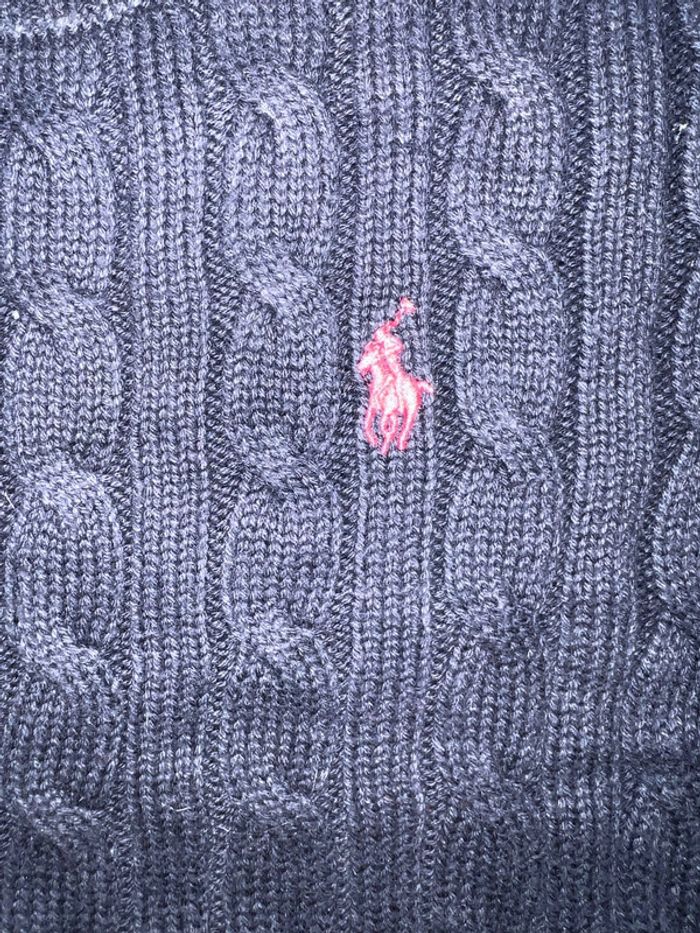 Pull droit torsadé polo Ralph Lauren bleu marine 8- 10 ans bon état - photo numéro 2