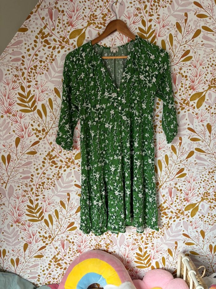 Robe fleurie bohème vert